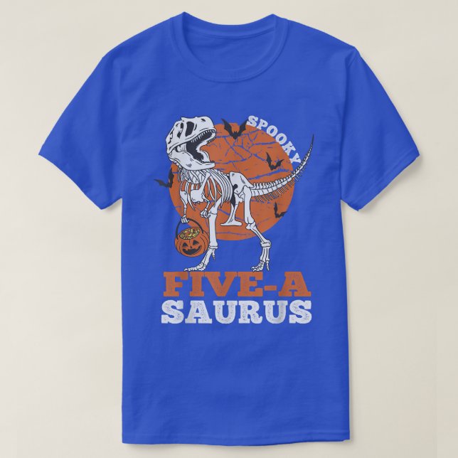 Spooky Five-A Saurus Dinosaur Skeleton T rex Pumpk Shirt (Design framsida)