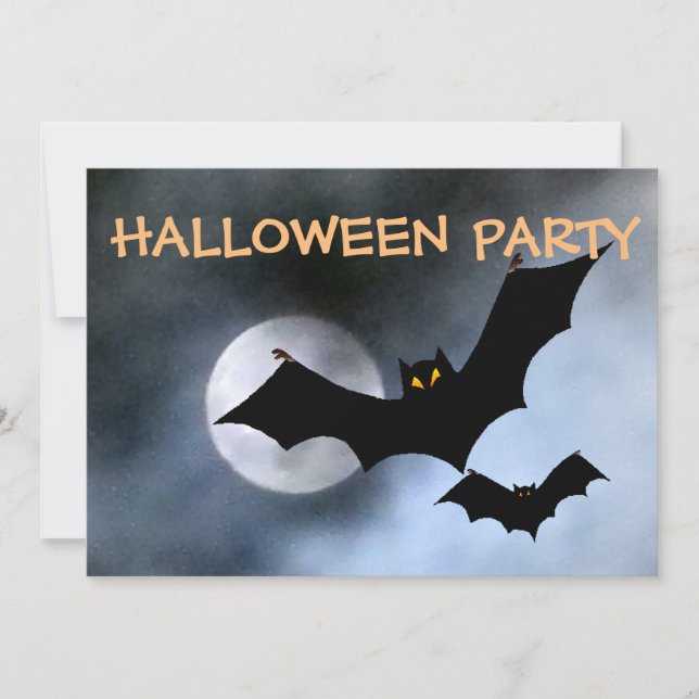 Spooky Fladdermöss Halloween-inbjudningar Inbjudningar (Framsida)