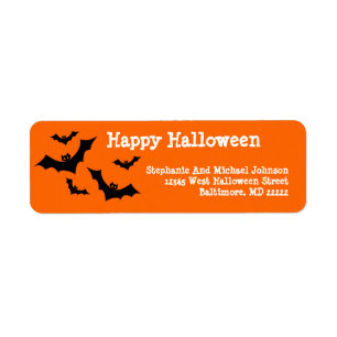 Spooky-Fladdermöss som flyger Happy halloween Anp Returadress Etikett
