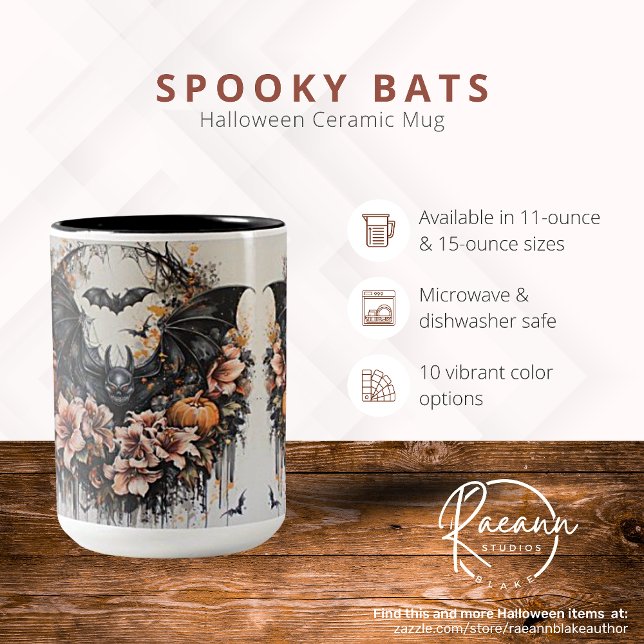 Spooky Fladdermus Halloween Ceramic Mugg (Skapare uppladdad)