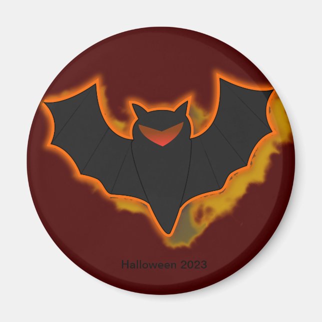Spooky Fladdermus Halloween Magnet | Rött tema (Framsidan)