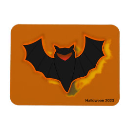 Spooky Fladdermus Halloween Photo Magnet | Orange