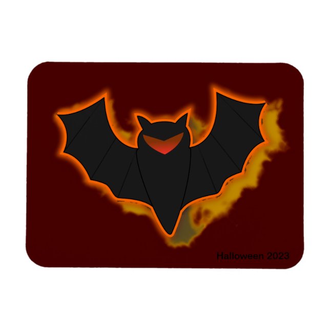 Spooky Fladdermus Halloween Photo Magnet | Rött te (Horisontell)