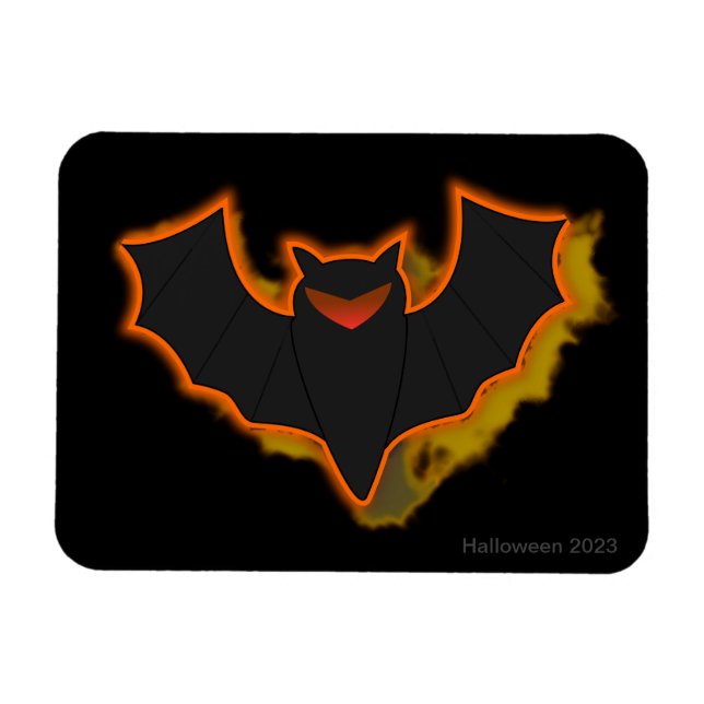 Spooky Fladdermus Halloween Photo Magnet | Svartvi (Horisontell)