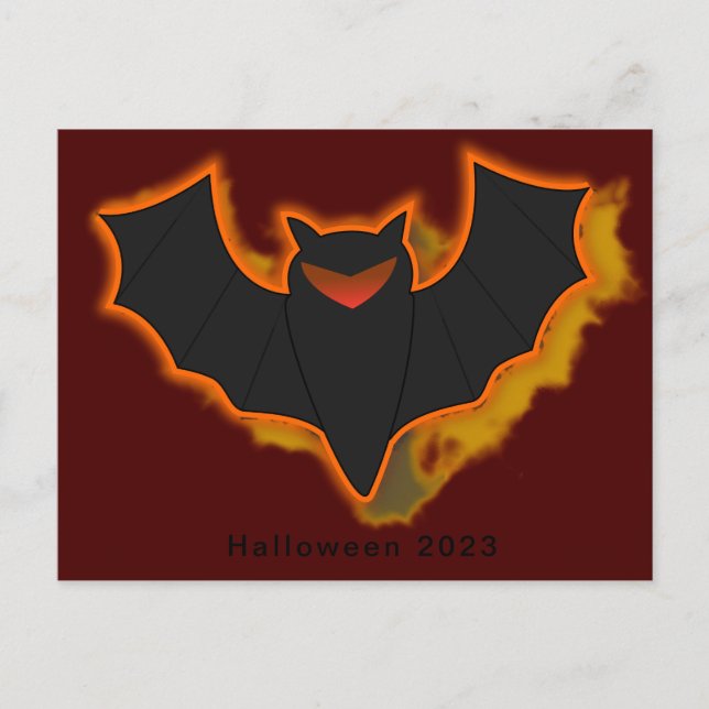 Spooky Fladdermus Halloween-vykort - rött tema Helg Vykort (Framsida)