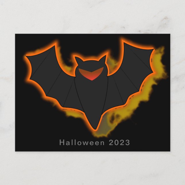 Spooky Fladdermus Halloween-vykort - svart tema Helg Vykort (Framsida)
