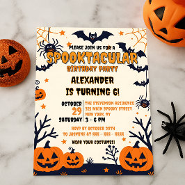 Spooky Fladdermus & Jack-o'-Lanternor Halloween Bi Inbjudningar