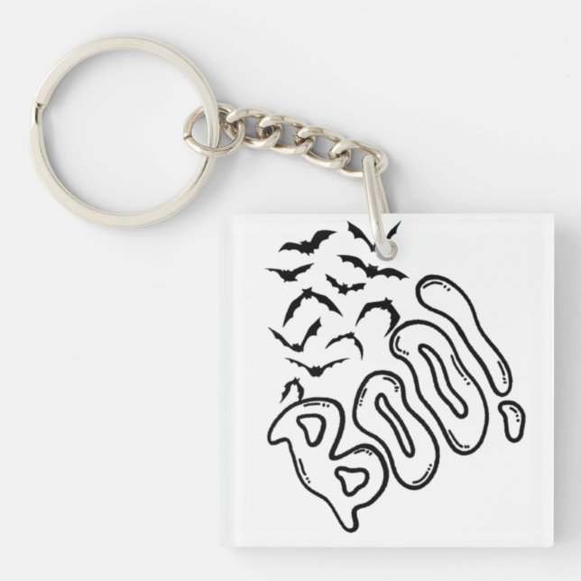 Spooky Fladdermus och Boo Halloween Design Design (Framsidan)