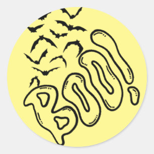 Spooky Fladdermus och Boo Halloween Design Design Runt Klistermärke