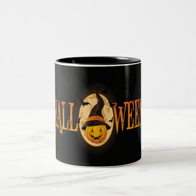 Spooky Fladdermus och Pumpkin Halloween Mugg (Center)