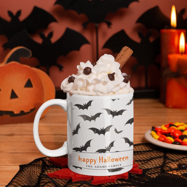 Spooky Fladdermus Personlig Happy halloween Kaffemugg (Skapare uppladdad)