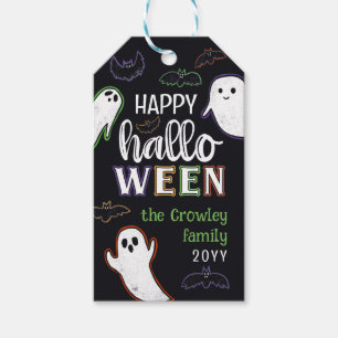 Spooky Fladdermus & Spöken Happy halloween Presentetikett