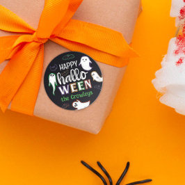 Spooky Fladdermus & Spöken Happy halloween Runt Klistermärke