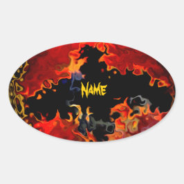 Spooky Fladdermus vid brand Ovalt Klistermärke