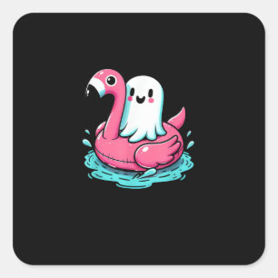 Spooky Flamingo Funny Spooky Summer Summerween Fyrkantigt Klistermärke