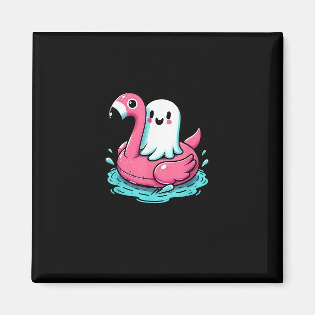 Spooky Flamingo Funny Spooky Summer Summerween Magnet (Framsidan)