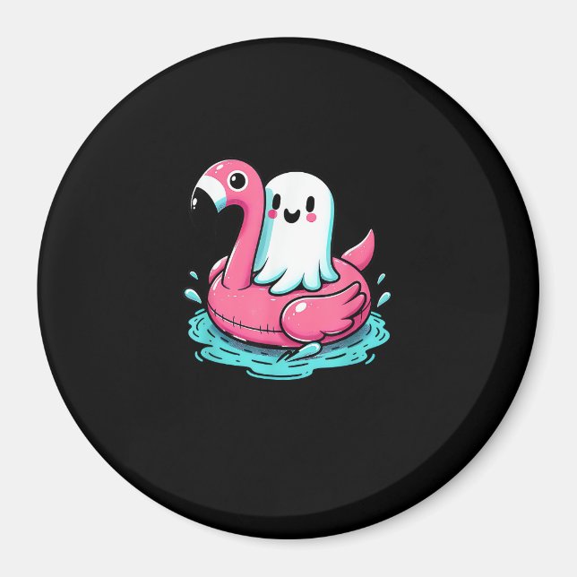 Spooky Flamingo Funny Spooky Summer Summerween Magnet (Framsidan)