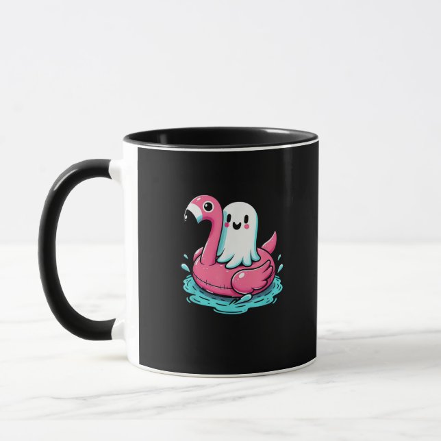 Spooky Flamingo Funny Spooky Summer Summerween Mugg (Vänster)