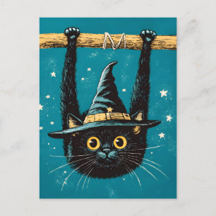 Spooky Flies Black Cat Witch Helg Vykort