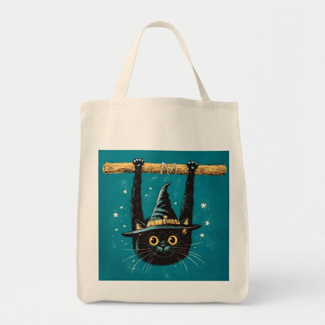 Spooky Flies Black Cat Witch Tygkasse (Framsidan)