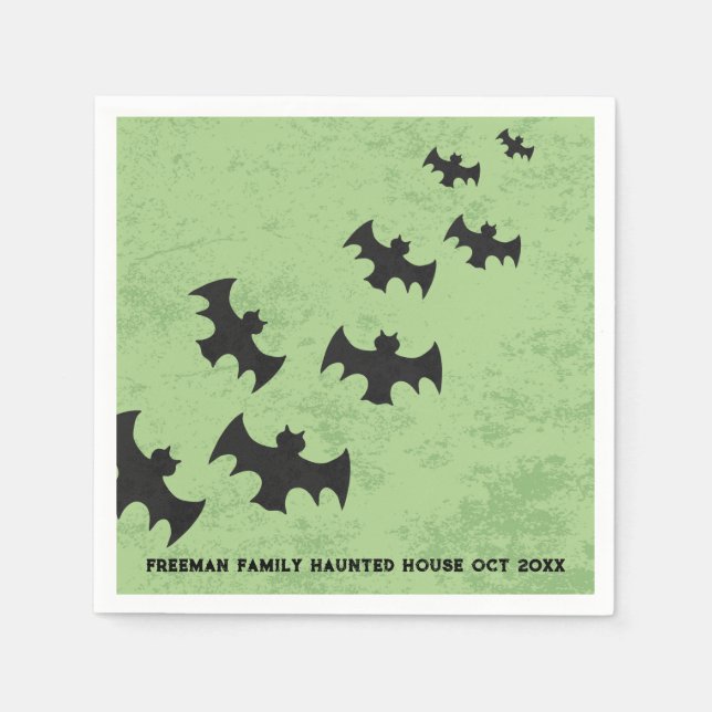 Spooky Flies Fladdermus Halloween fest Napkins Pappersservett (Framsidan)