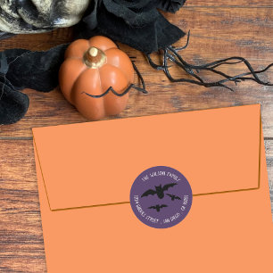 Spooky Flies Fladdermus Halloween Kuvert Seals Runt Klistermärke