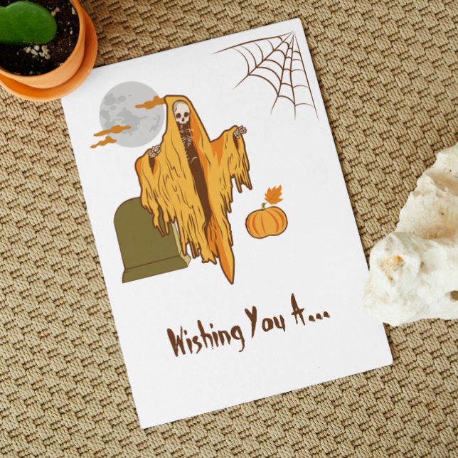 Spooky Flirty Skeleton Booty Joke Funny Halloween Vykort (Skapare uppladdad)
