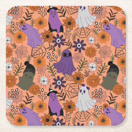 Spooky floral underlägg papper kvadrat