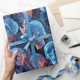 Spooky Florescent Blue Döskallars Halloween Presentpapper
