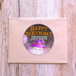 Spooky Födelsedagsfest Classic Round Sticker Runt Klistermärke