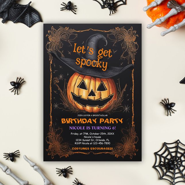 Spooky Födelsedagsfest Halloween Inbjudningar (Spooky Birthday Party Halloween Invitation)