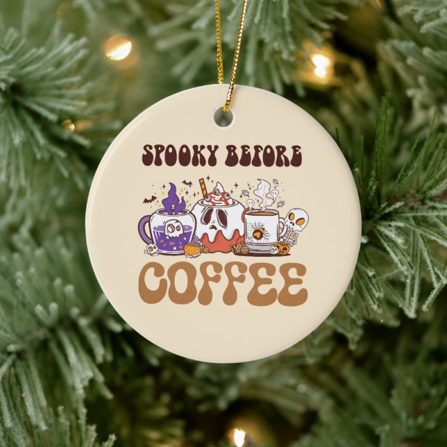 Spooky före kaffe julgransprydnad keramik (Träd)