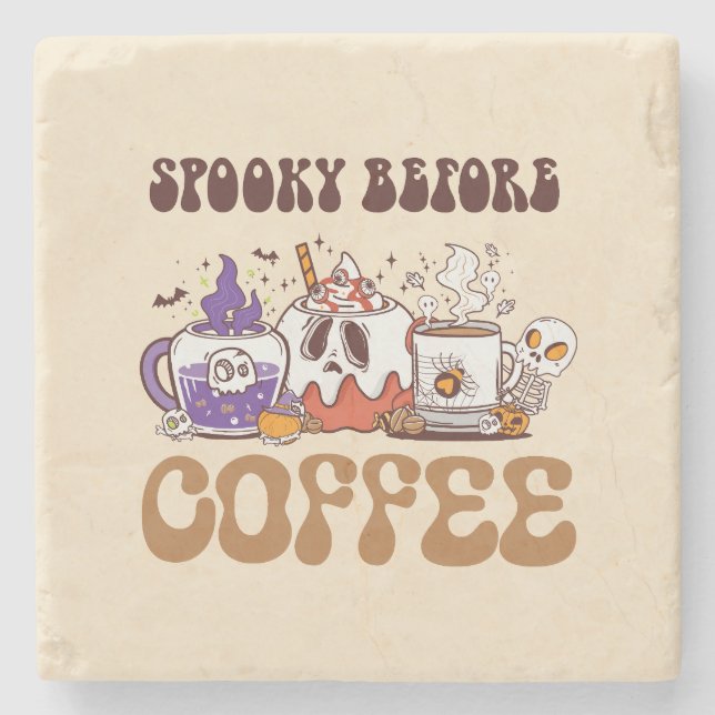 Spooky före kaffe stenunderlägg (Framsidan)