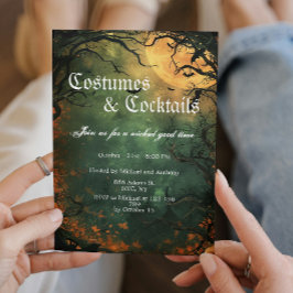 Spooky Forest Costumes and Cocktails Halloween Inbjudningar
