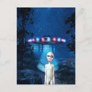 Spooky Forest UFO - vykort för stängning