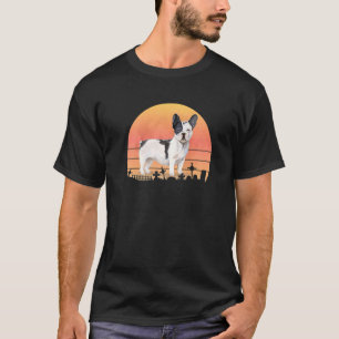 Spooky Fransk Bulldog Black and White Valp Hallowe T Shirt
