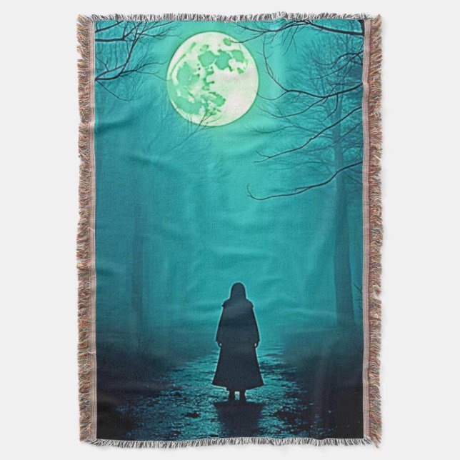 Spooky Full Moon Natt Design Filt (Framsidan Vertikal)