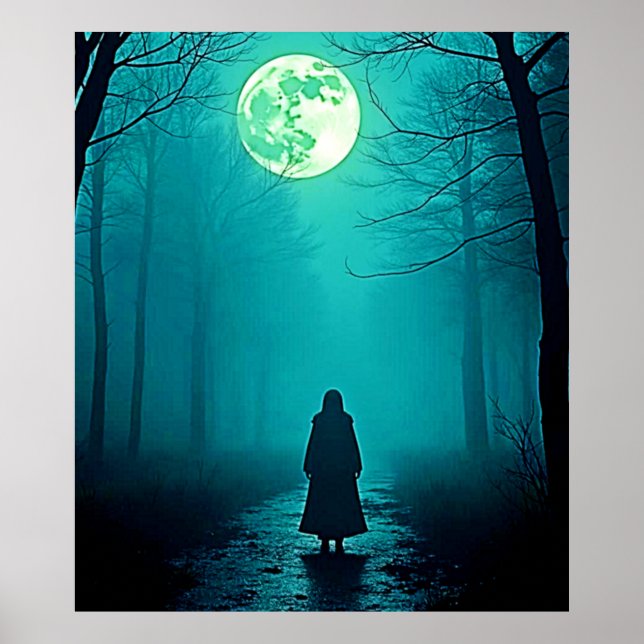 Spooky Full Moon Natt Design Poster (Framsidan)