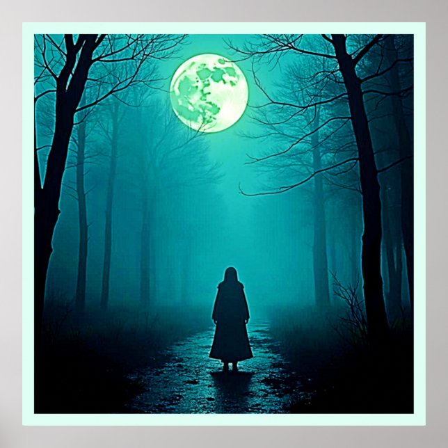 Spooky Full Moon Natt Design Poster (Framsidan)