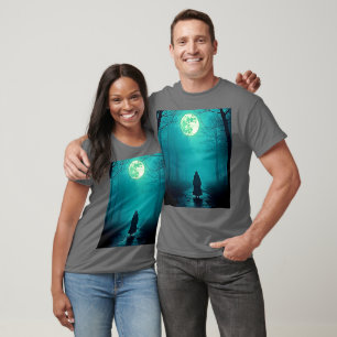 Spooky Full Moon Natt Design T Shirt
