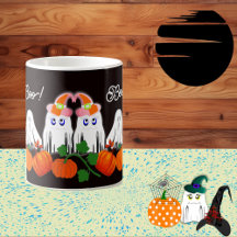 Spooky Funky Ghost Boo Halloween Pumpkin Patch