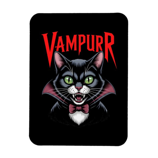 Spooky Funny Vampurr Vampire Cat Halloween Magnet (Vertikal)