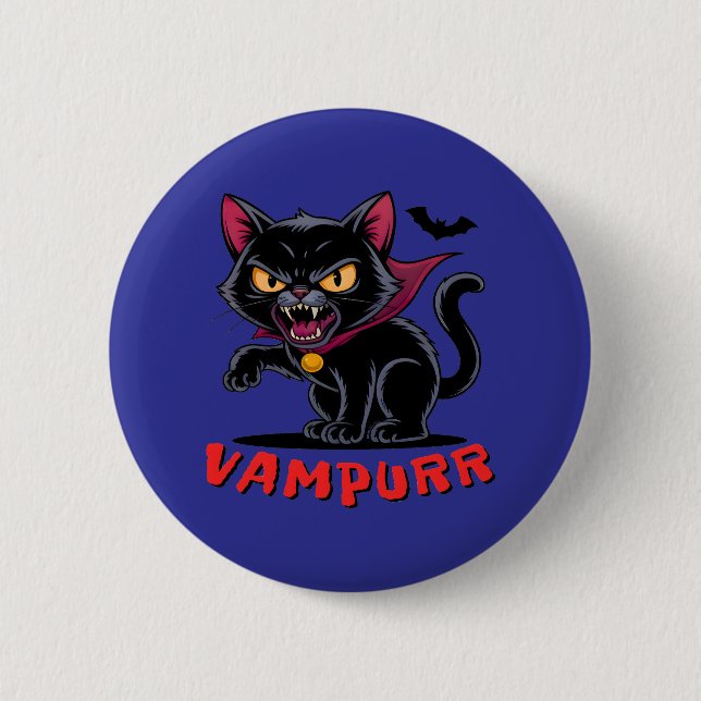 Spooky Funny Vampurr Vampire Cat Knapp (Framsida)