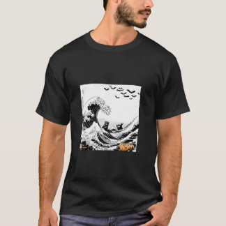 Spooky Fusion Hokusai Wave och Halloween Art Shi T Shirt