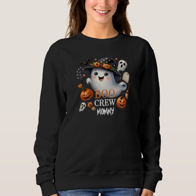 Spooky Ghost Boo Crew Halloween T Shirt (Framsida)