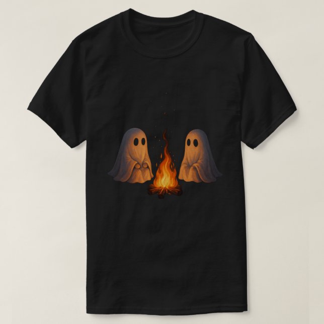 Spooky Ghost Campfire - Mysigt Halloween Aesthetic T Shirt (Design framsida)