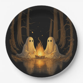Spooky Ghost Campfire Night Forest Art - Halloween