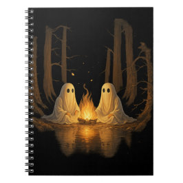 Spooky Ghost Campfire Night Forest Art - Halloween Anteckningsbok