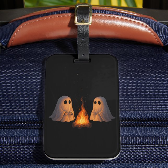 Spooky Ghost Campfire Night Forest Art - Halloween Bagagebricka (Framsida Insitu 2)