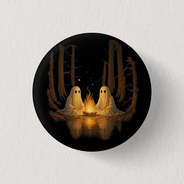 Spooky Ghost Campfire Night Forest Art - Halloween Knapp (Framsida)